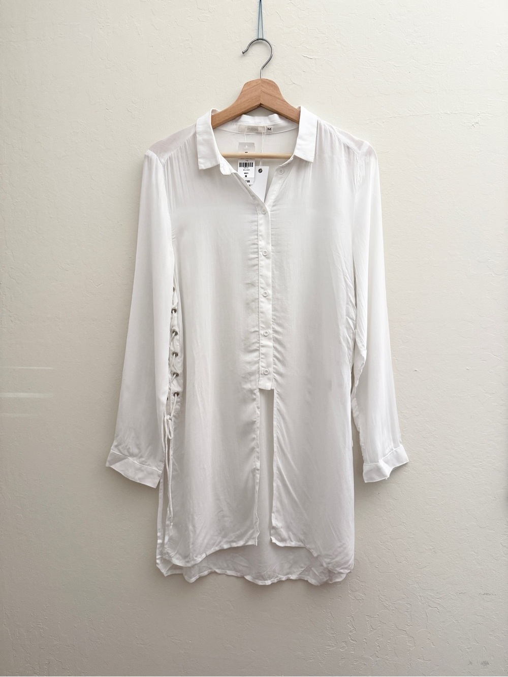 LF Millau White Long Sleeve Tunic Top size M